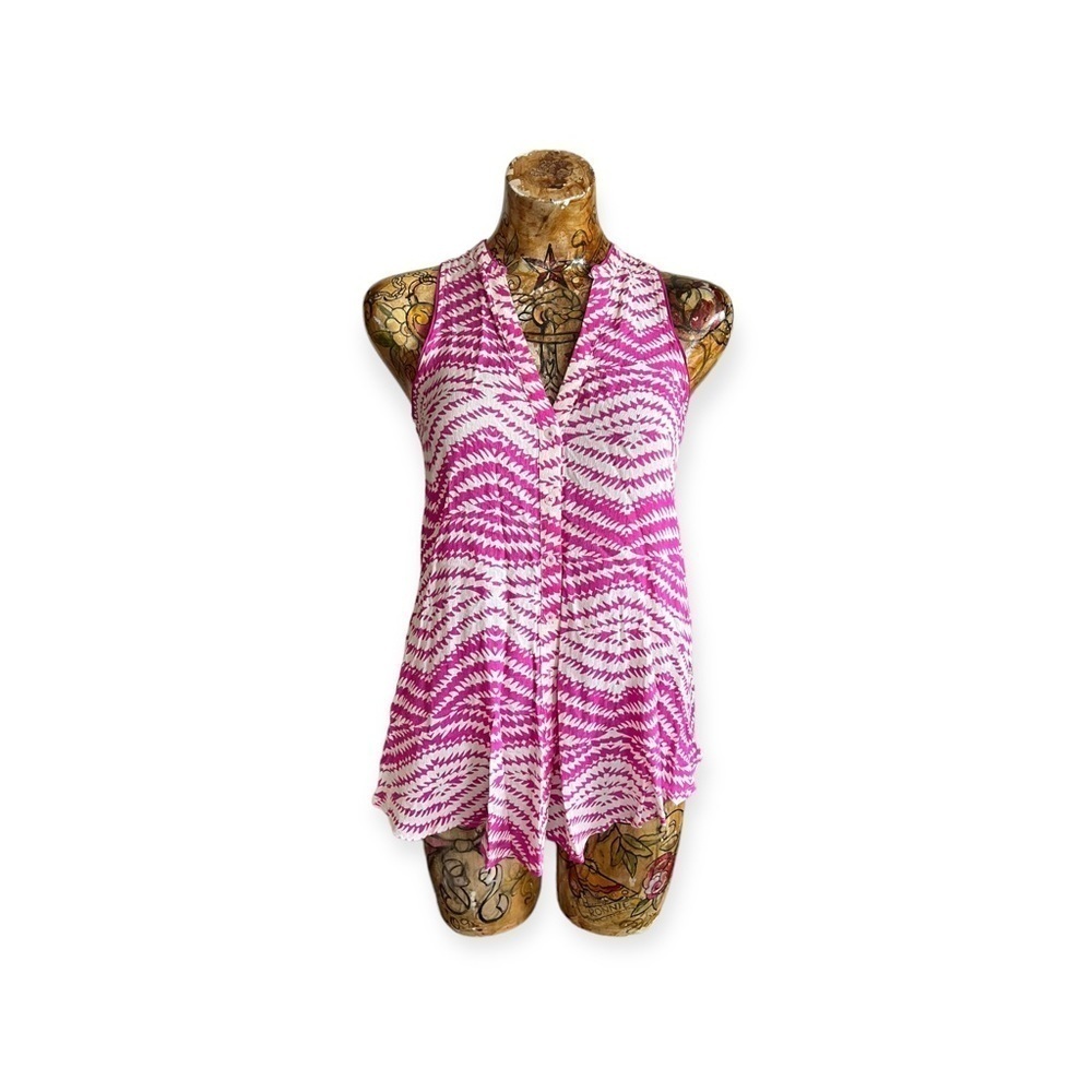 Maeve Anthropologie pink white abstract sleeveless top Size 0 XS